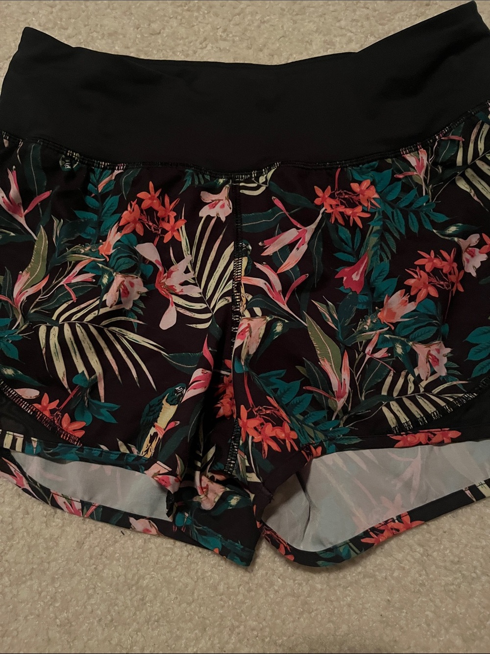 Old Navy Black Tropical Floral Athletic Shorts